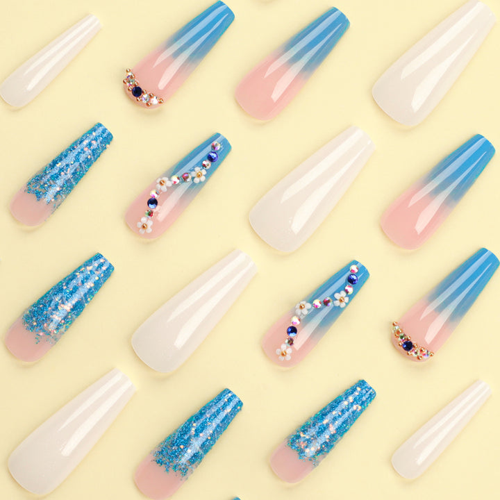 Artful nail extensions with floral ombre design Bowlift