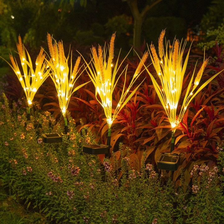LED Illuminated Realistic Wheat Grass Garden Stake Lights Decorative Landscape Clusters Bowlift