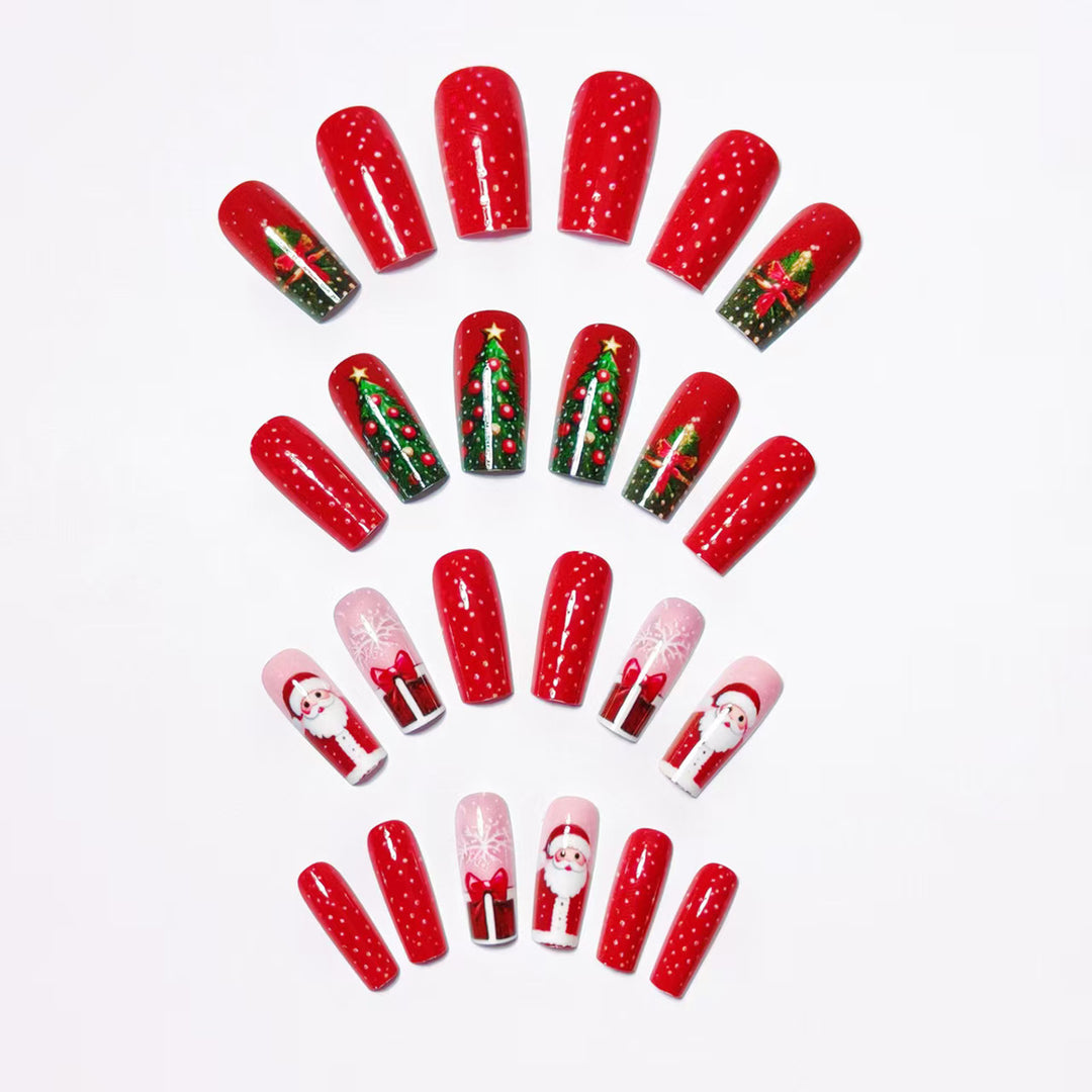 Christmas nail art with festive Santa and Christmas tree design Bowlift