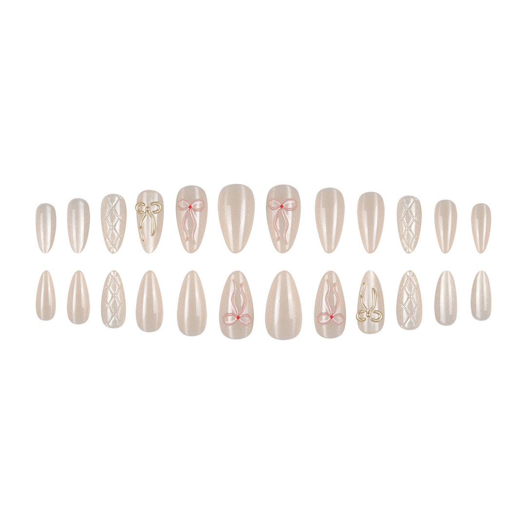 Elegant Stiletto Press-On Nails with Bow Accents Bowlift