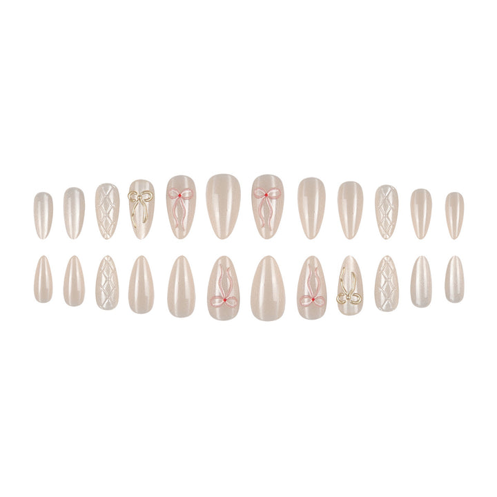 Elegant Stiletto Press-On Nails with Bow Accents Bowlift