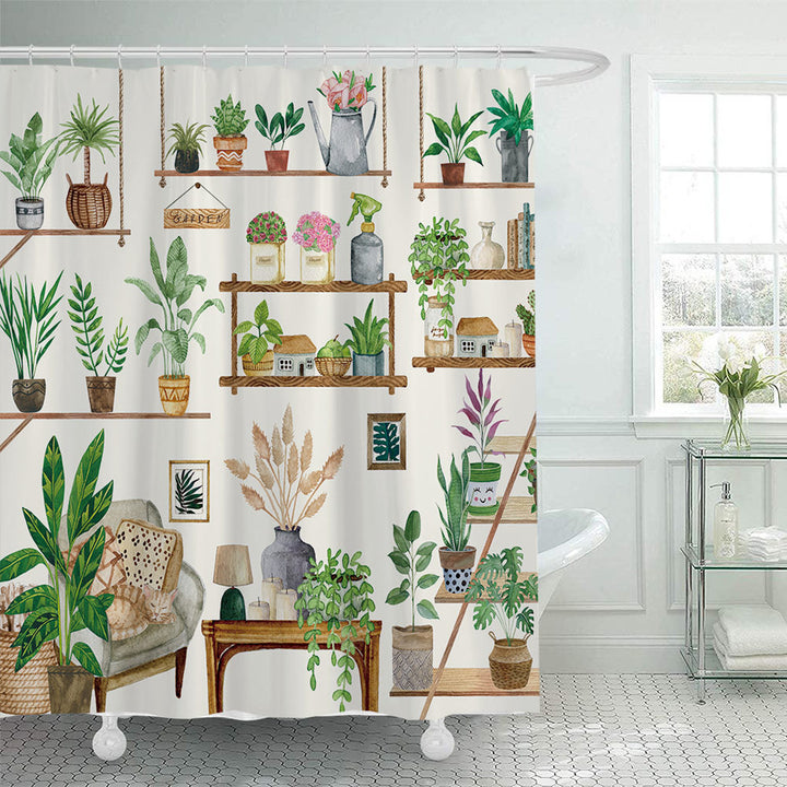Cactus Garden-Themed Shower Curtain Bowlift