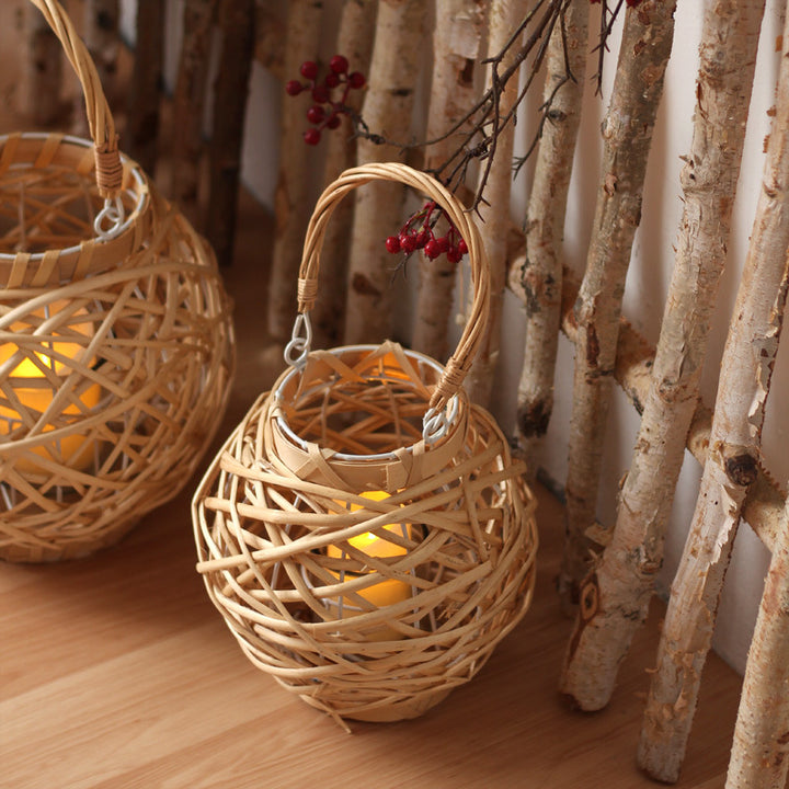 Decorative lantern made of woven natural material Bowlift