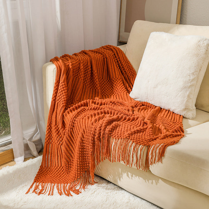 Women's high-quality knitted blanket with textured design Bowlift