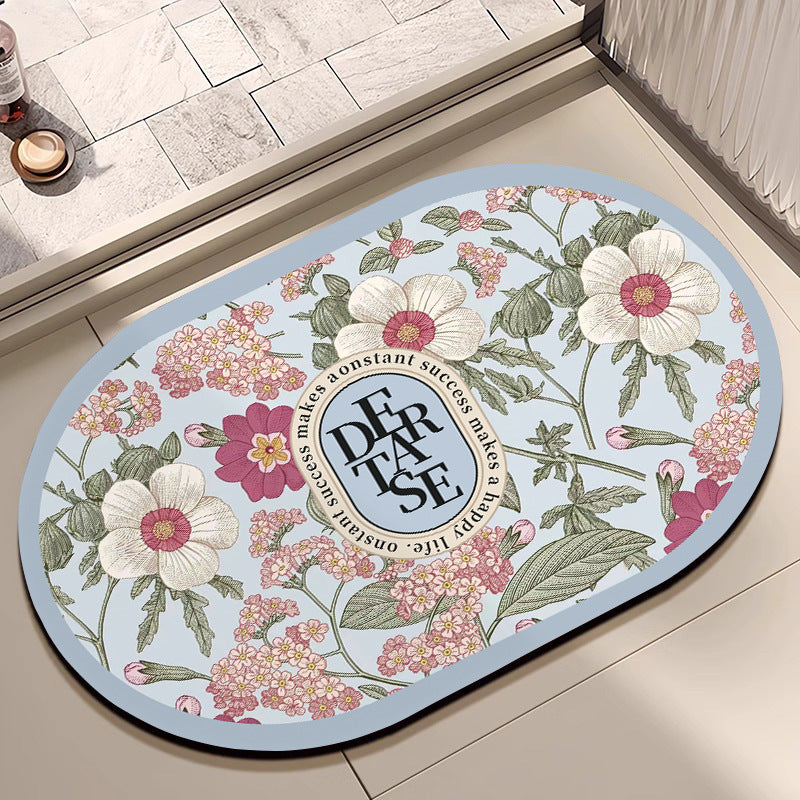 Floral Patterned Bath Mat Bowlift