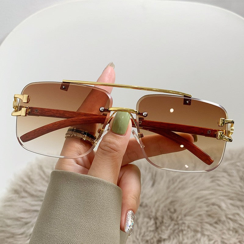 Women's Luxury Sunglasses with Wood and Metal Combination Bowlift