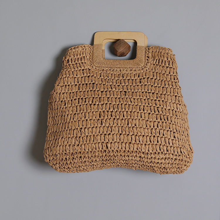 Basket bag with stylish wooden handle Bowlift