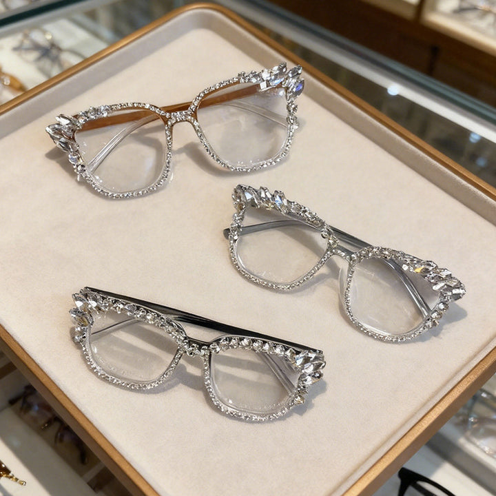 Glamorous Rhinestone-Embellished Cat-Eye Sunglasses Bowlift
