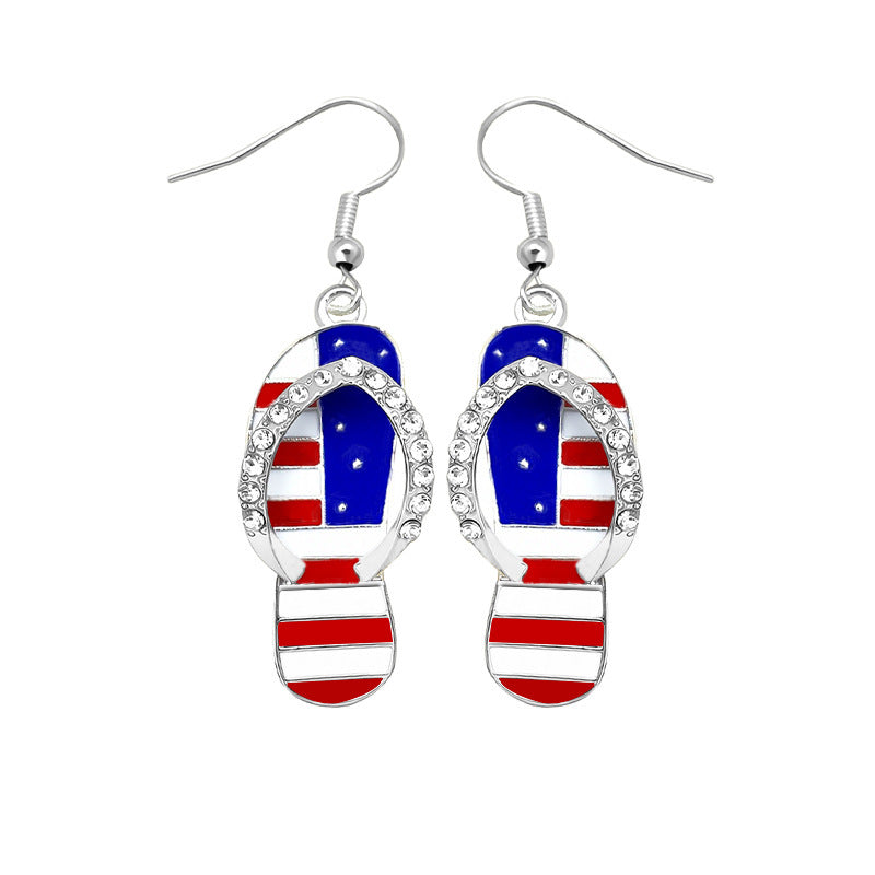 Women's earrings in flip-flop design with crystal embellishment and enamel flag motif Bowlift