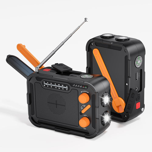Multifunctional emergency radio with solar charger and flashlight Bowlift