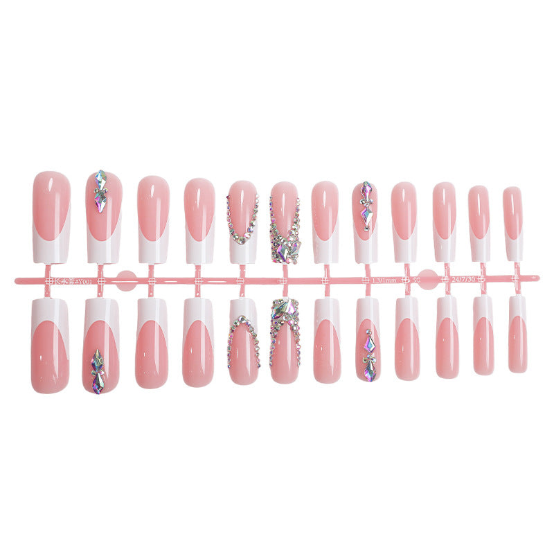 Decorative Press-On Nail Set with Gemstone Accents Bowlift