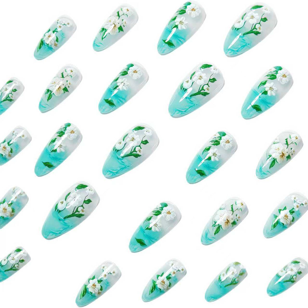 Floral Elegant Acrylic Nail Art Bowlift