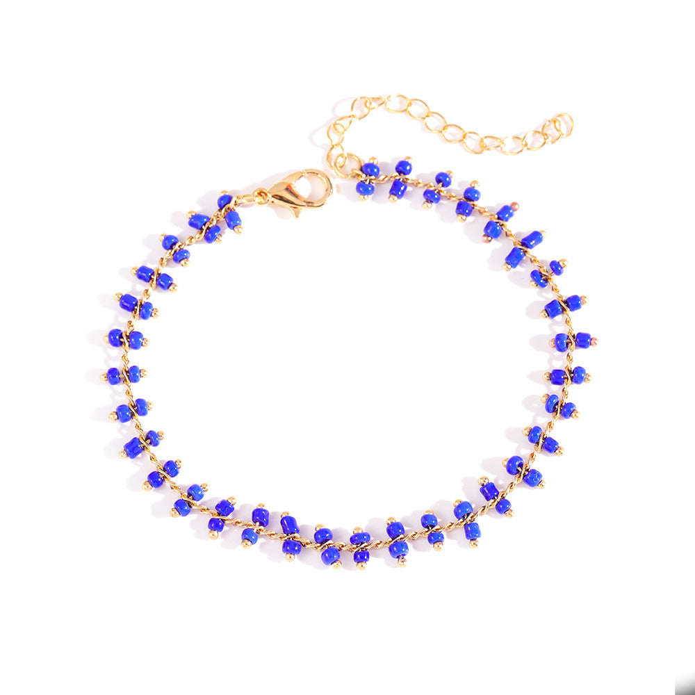 Delicate Beaded Ankle Bracelet Bowlift
