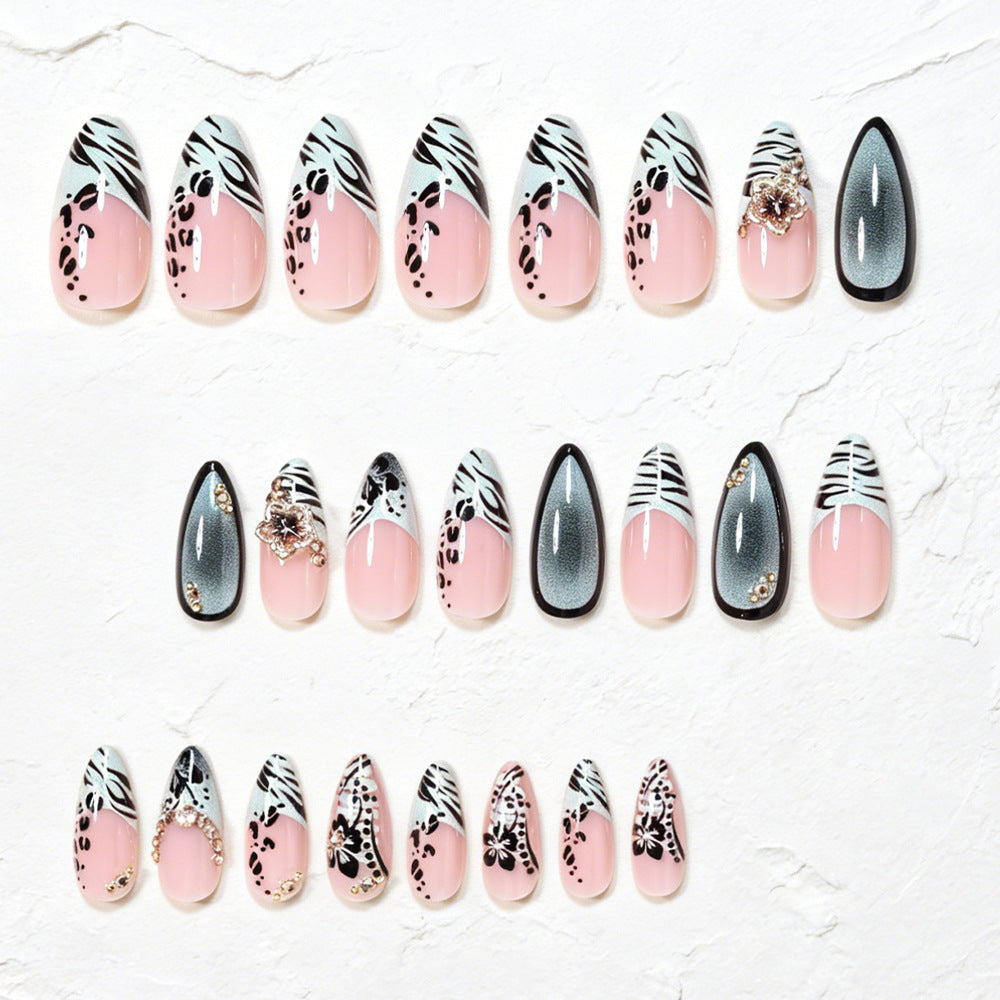 Decorative Stiletto Nail Art Tips with Floral Accents Bowlift