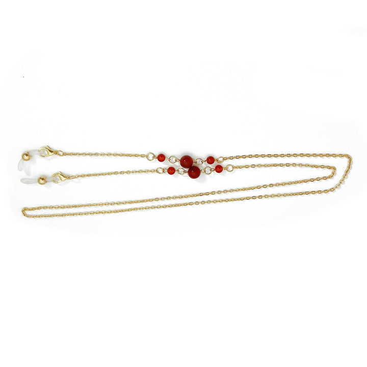 Elegant jewelry holder chain with red accents Bowlift