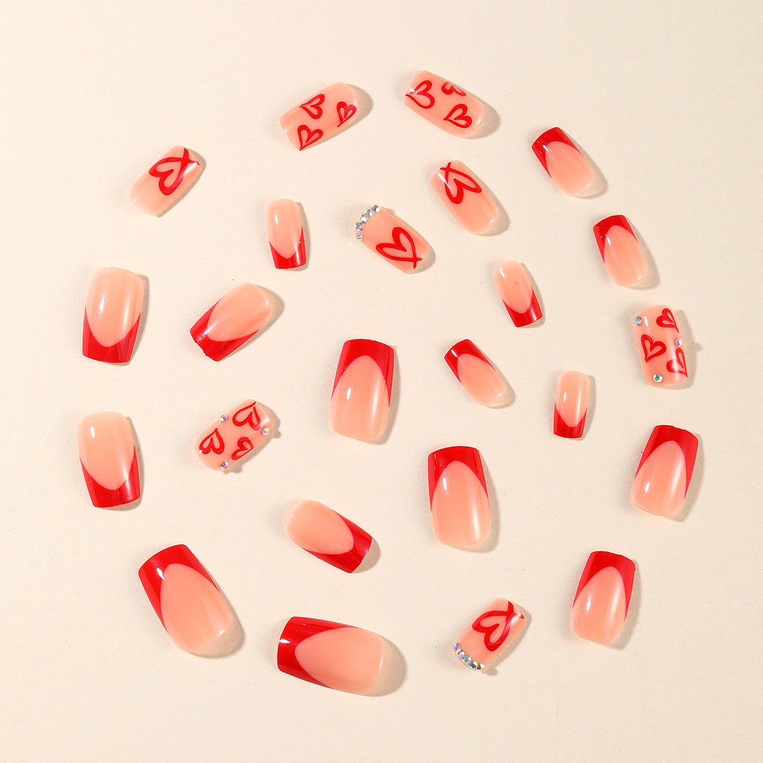Decorative Heart-Inspired Acrylic Nail Art Extensions Bowlift