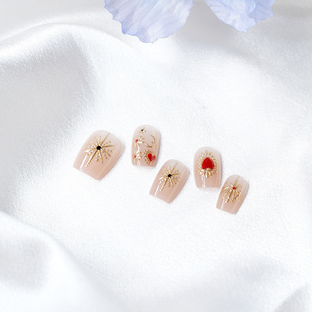 Artistic Press-On Nail Set with 3D Accents Bowlift