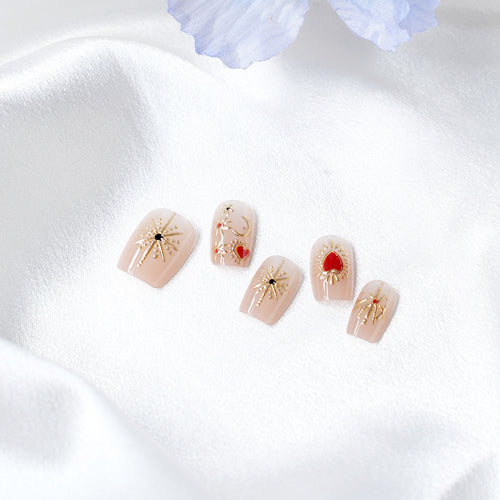 Artistic Press-On Nail Set with 3D Accents Bowlift