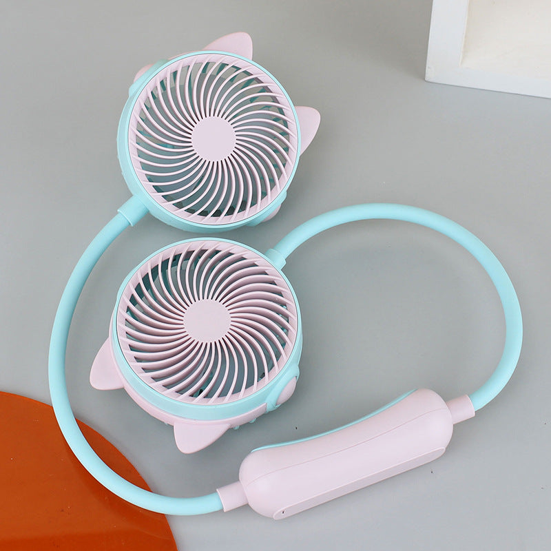 Women's Wearable Neck Fan with Dual Rotating Blades Bowlift