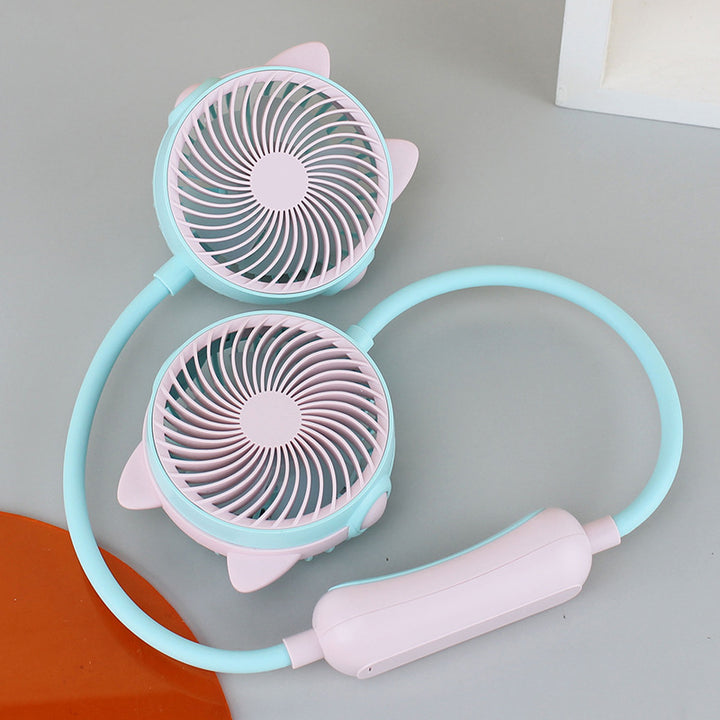 Women's Wearable Neck Fan with Dual Rotating Blades Bowlift