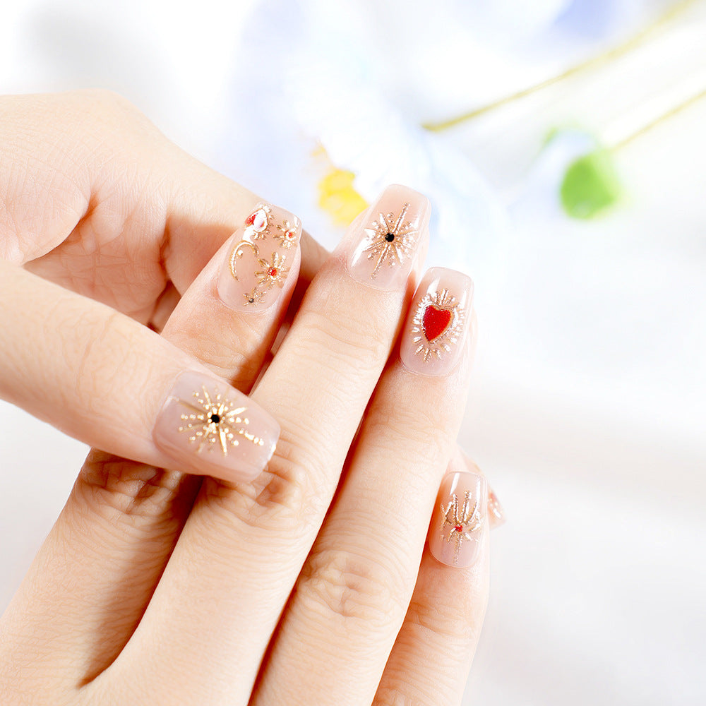 Artistic Press-On Nail Set with 3D Accents Bowlift