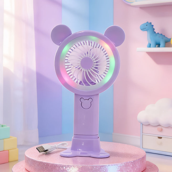 Women's Portable Hand Fan in Cheerful Bear Design Bowlift