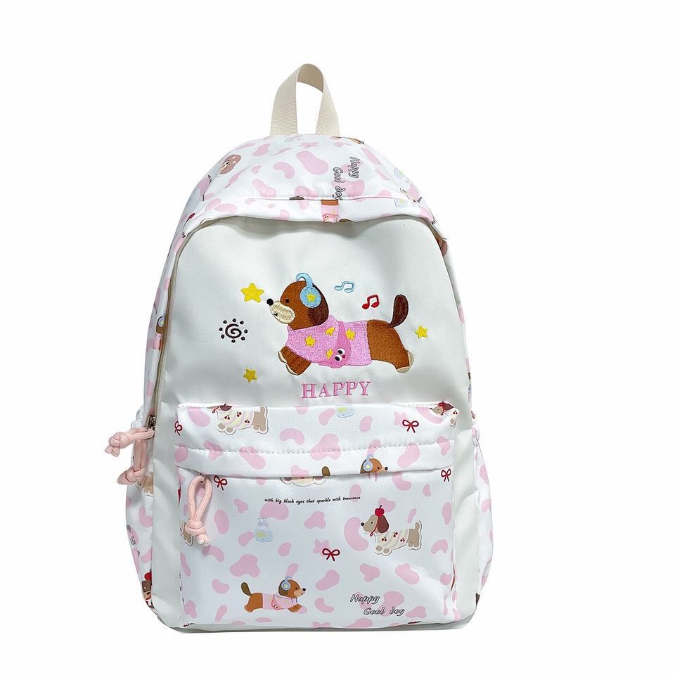 Backpack with Cheerful Dog Design and Multifunctional Compartment Layout Bowlift