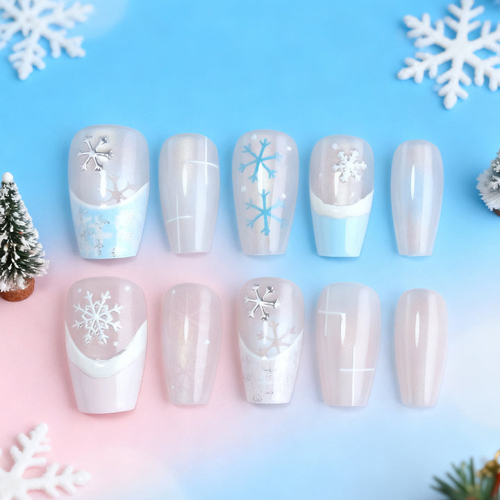 Stylish Winter-Themed Press-On Nails Bowlift