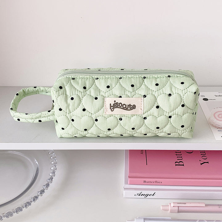 Quilted Heart-Shaped Pencil Case Bowlift