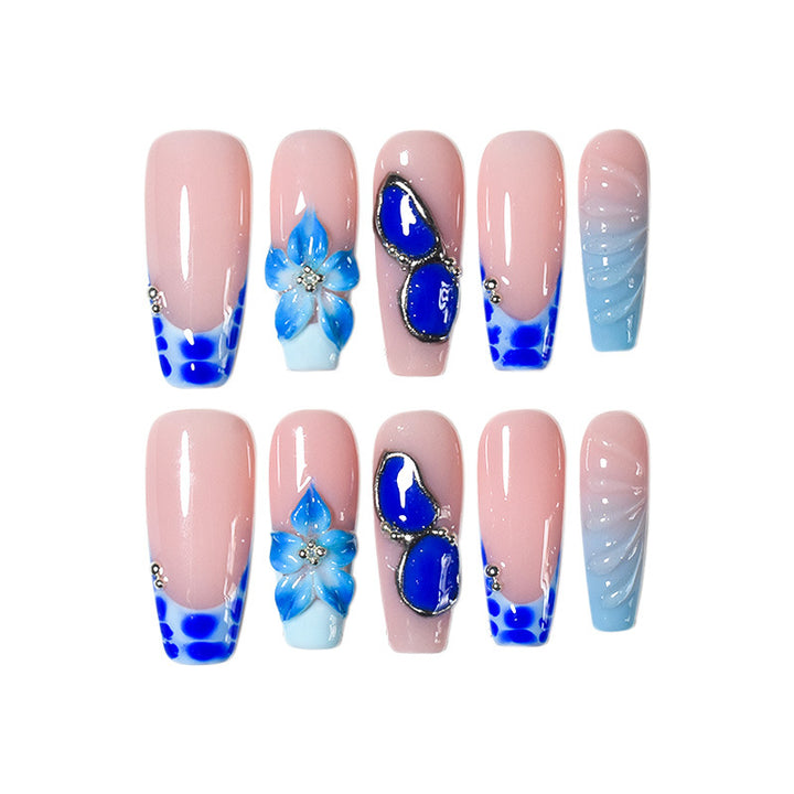 Artistic Floral Acrylic Nail Extensions Bowlift