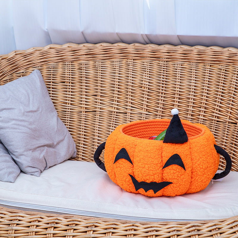Playful Decorative Storage Basket In Pumpkin Design Bowlift