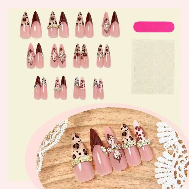 Artistic Decorative Stiletto Press-On Nails Bowlift