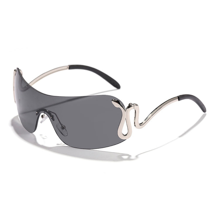 Women's fashionable futuristic sunglasses with curved frame Bowlift