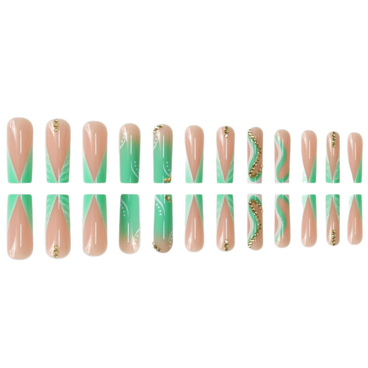 Decorative Press-On Nail Art Set with Rhinestone Accents Bowlift