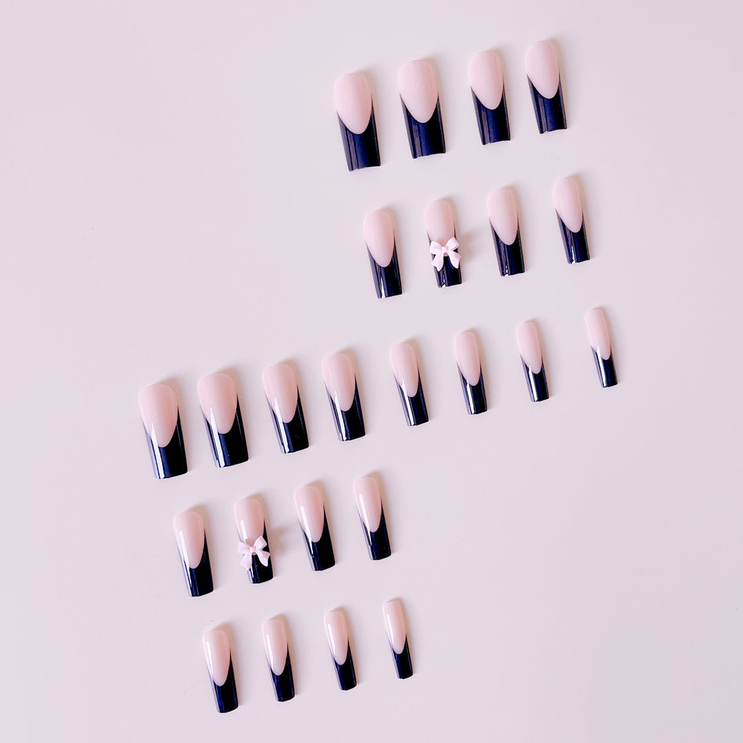 Artful Nail Extensions with Bow Design Bowlift