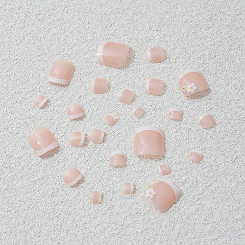 Artificial nail set with elegant flower and French tip designs Bowlift
