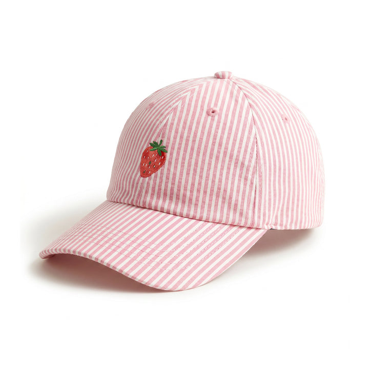 Ladies striped baseball cap with strawberry motif Bowlift
