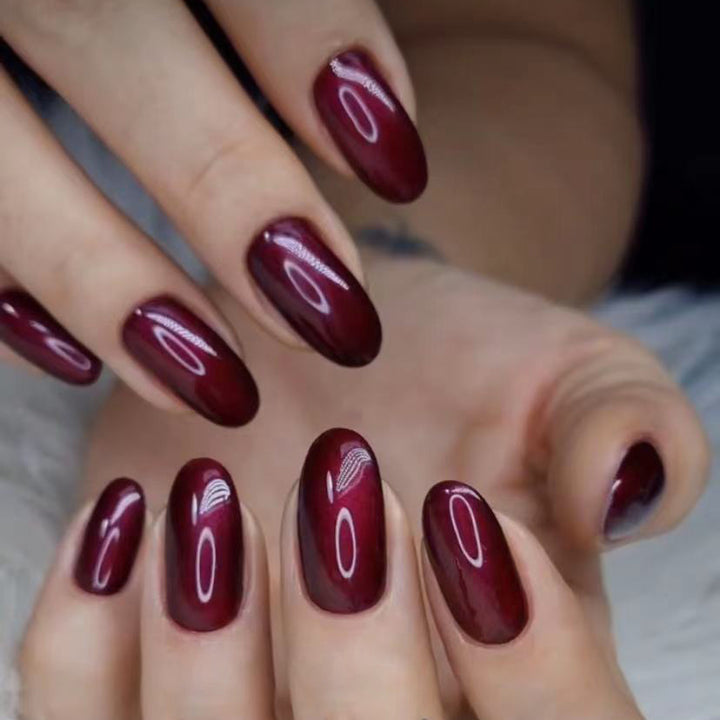 Luxury Glossy Almond-Shaped Press-On Nails Bowlift