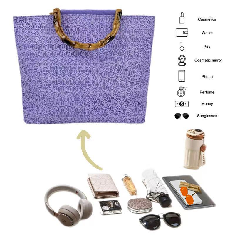 Elegant cotton bag with bamboo handles Bowlift