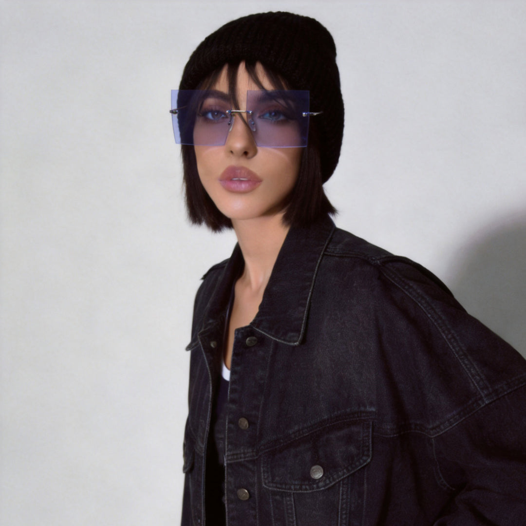 Women's fashion square sunglasses with wide lenses and delicate metal frame Bowlift