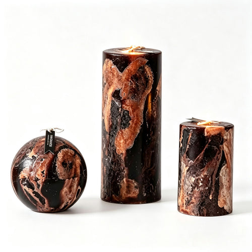 Decorative Marble-Inspired Candle Set