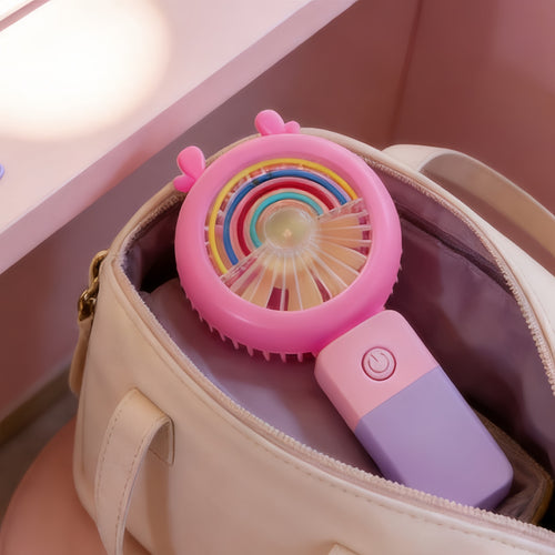 Women's Portable LED Fan with Playful Animal Design Bowlift