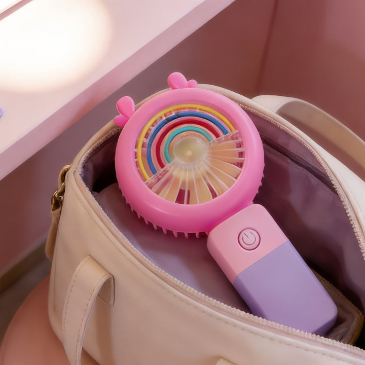 Ladies portable handheld fan with LED lighting and flexible design Bowlift