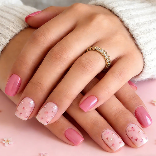 Elegant Floral Accent Press-On Nails Bowlift