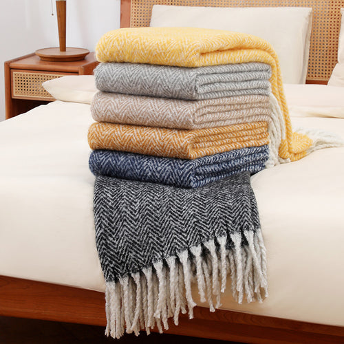 Stylish Herringbone Throw Blanket