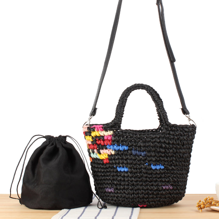 Handbag Made from Handcrafted Natural Material with Colorful Accent Bowlift