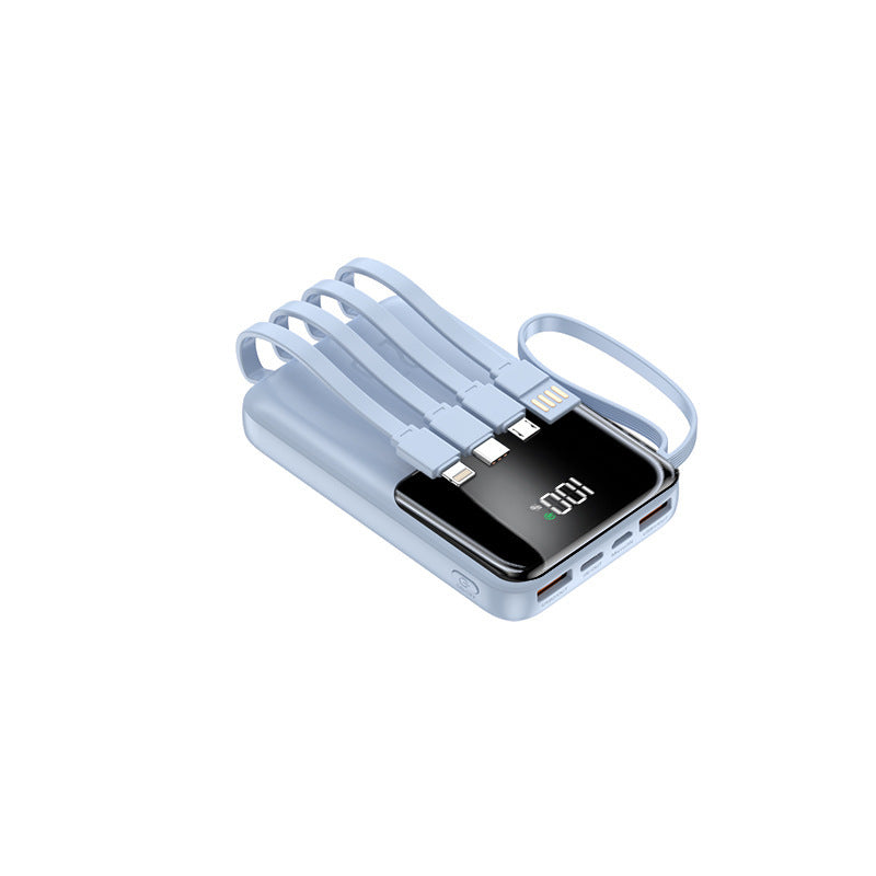 Portable power bank with multiple integrated charging cables and digital display Bowlift