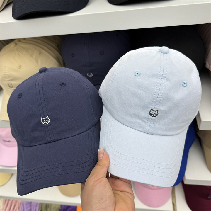 Women's Cat-Embroidered Cotton Baseball Cap Bowlift