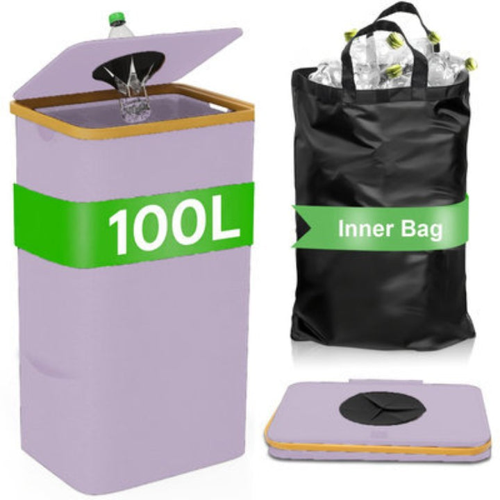 Multifunctional laundry storage box with bamboo lid Bowlift