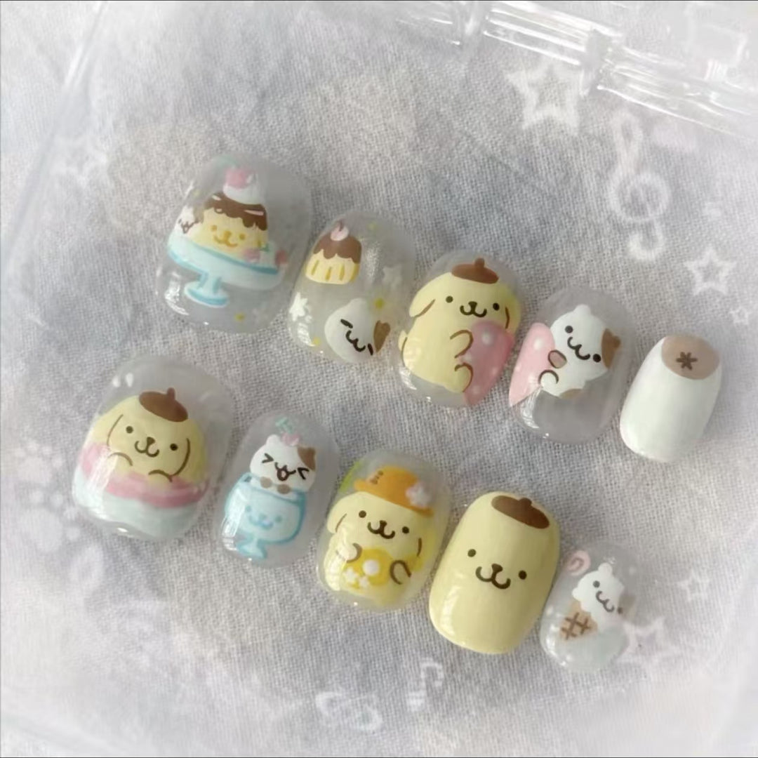 Whimsical Character Press-On Nail Art Set Bowlift